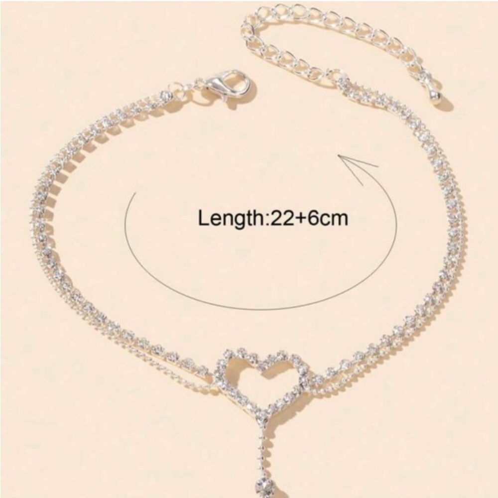 Elegant 925 Silver Heart Anklet NWOT.